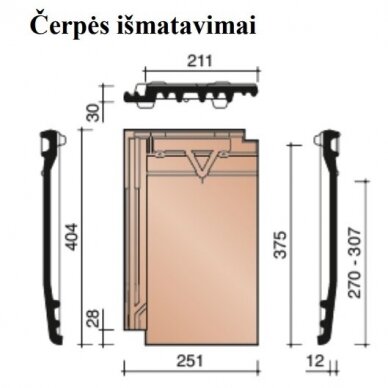 Keraminė čerpė Datura Black Matt Glazed 2